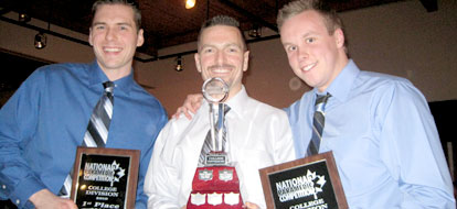 Adam Sellors, and Andrew Bright with Kevin Griffin, after winning the College division of the 2010 National Paramedic Competition