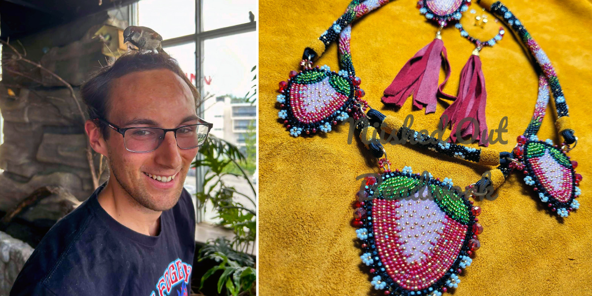 Indigenous student Jakob Olive and his beadwork