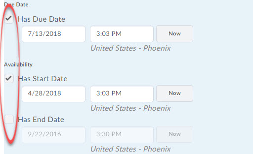 dates check boxes