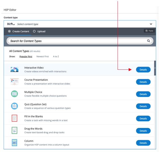 H5P Content Type Details