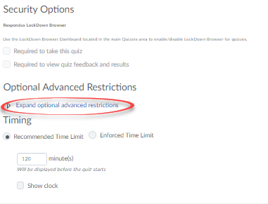 expand optional advance restrictions option