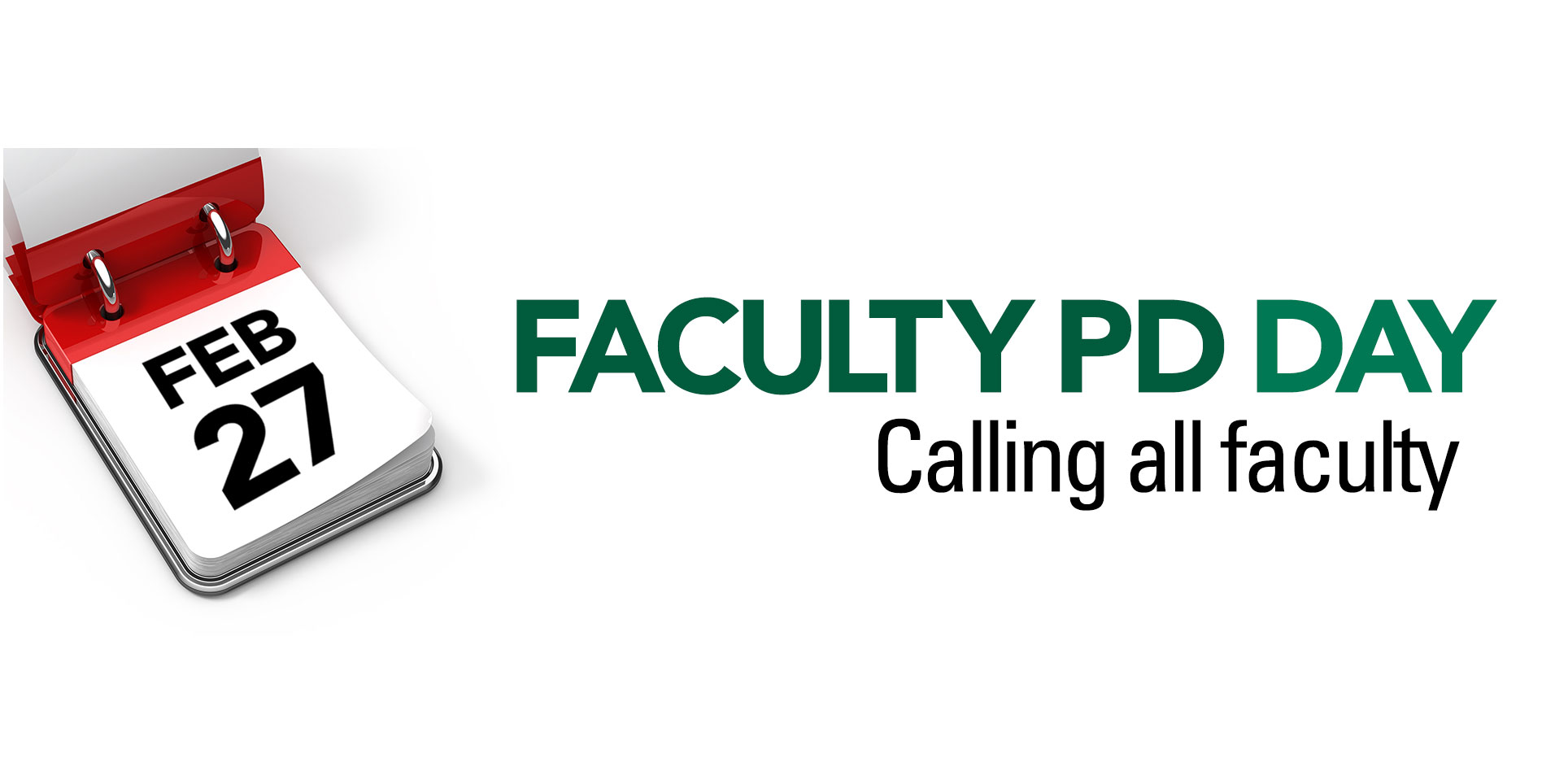 Faculty PD DAY Banner with event date of February 27th