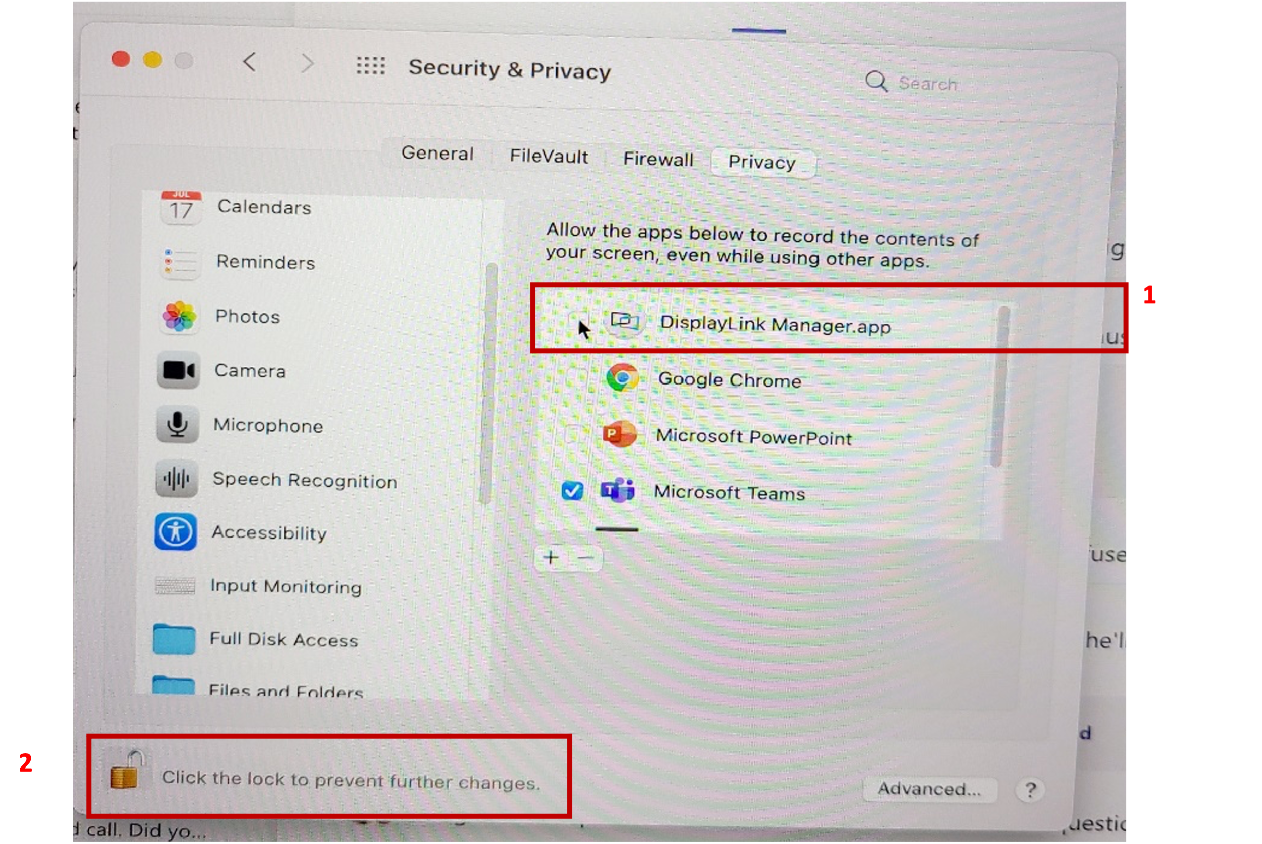 Mac DisplayLink Manager app Privacy Tab Unlock