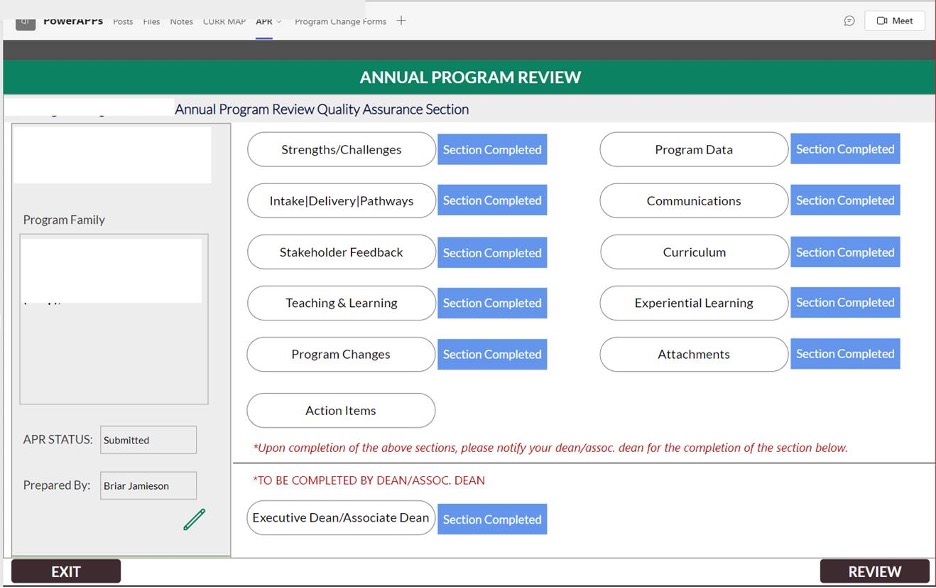 Screenshot of Digital APR Application
