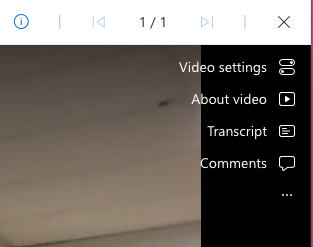 Interface showing navigation: Video Settings, About video, Transcript, Comments