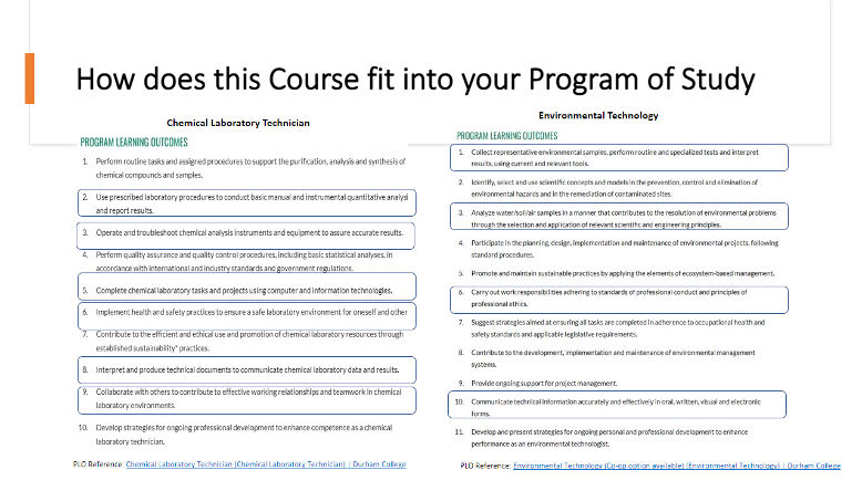 Example of multiple program courses