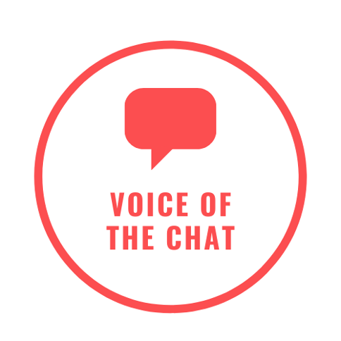 Icon of a chat bubble with text. Text reads "Voice of the Chat"