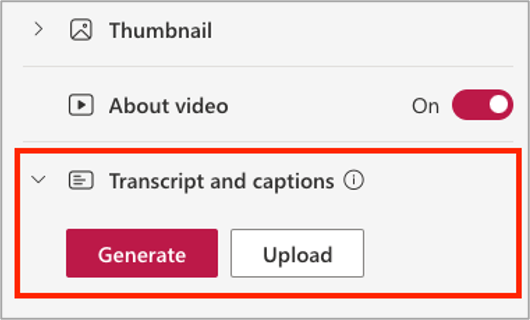 Clipchamp user interface showing Upload button and Generate button which is selected.