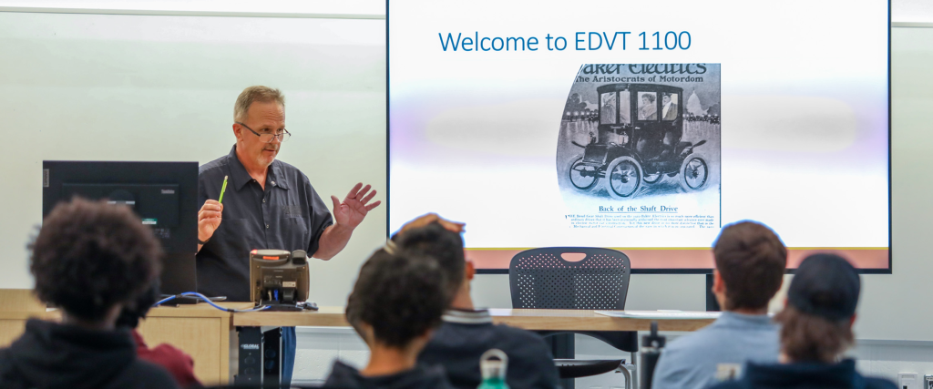 Faculty member teaching a class.