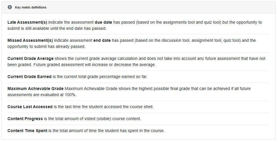Screenshot of key definitions, readable on the website and defined below.