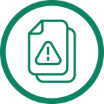 Icon of two documents with the warning sign overlaid on top