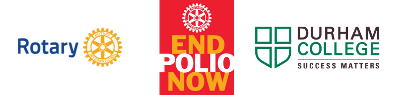 Rotary logo, End Polio Now logo, Durham College logo