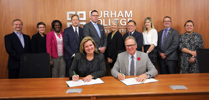 Durham College and the Durham Catholic District School Board sign a five-year academic agreement to enhance opportunities for international students looking to pursue post-secondary education in Canada.