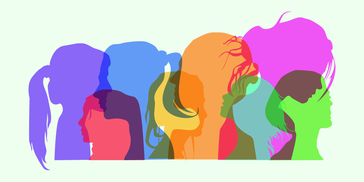 colored silhouette of females
