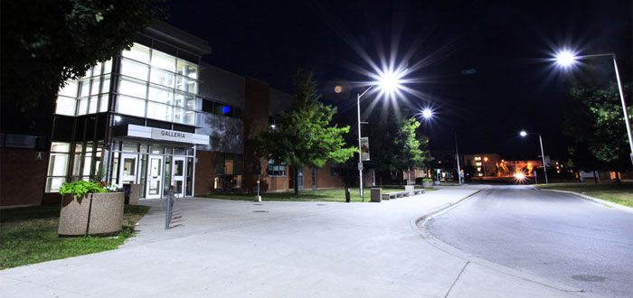 Durham College campus at night