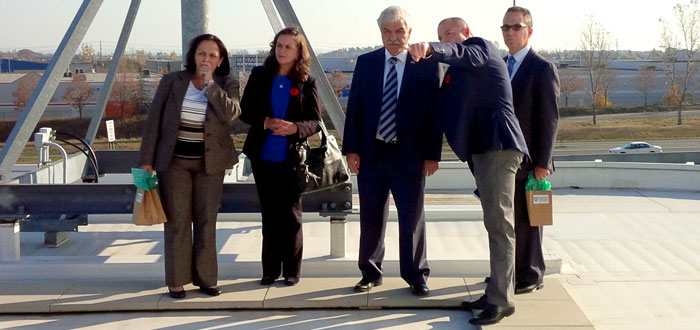 Cuban delegation on Whitby campus rooftop