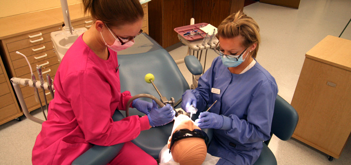 Dental students from Durham College practising their craft