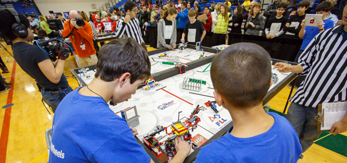 Students compete in the FIRST Lego League