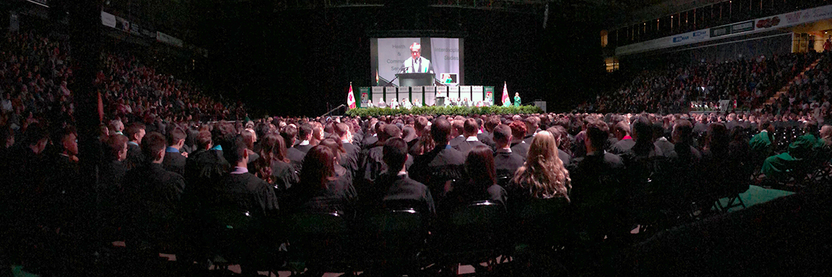 The crowd and stage at Durham College Convocation Fall 2017