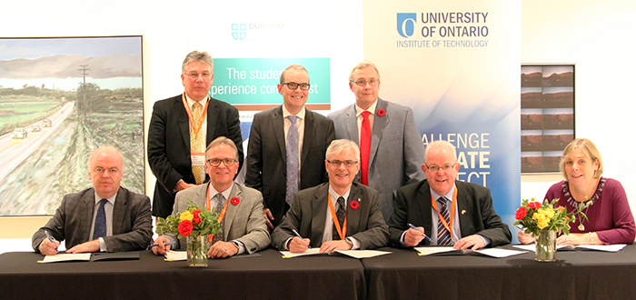 MOU signing - Durham College (DC), the University of Ontario Institute of Technology (UOIT) and the Technological University for Dublin Alliance.