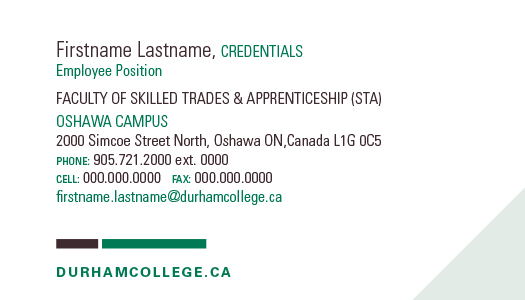 Faculty of Skilled Trades & Apprenticeship Business Card