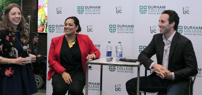 Durham College alumni Amanda de Souza and Mike Arsenault answer student questions in The Pit about working after school.