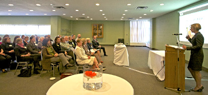 Stephanie Ball speaking at an event