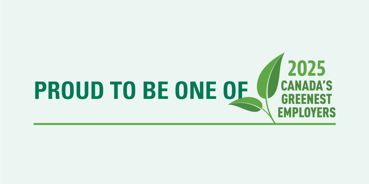 A graphic celebrating DC's recent naming as one of Canada's Greenest Employers