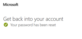 Confirmation message that your account password has been successfully reset.