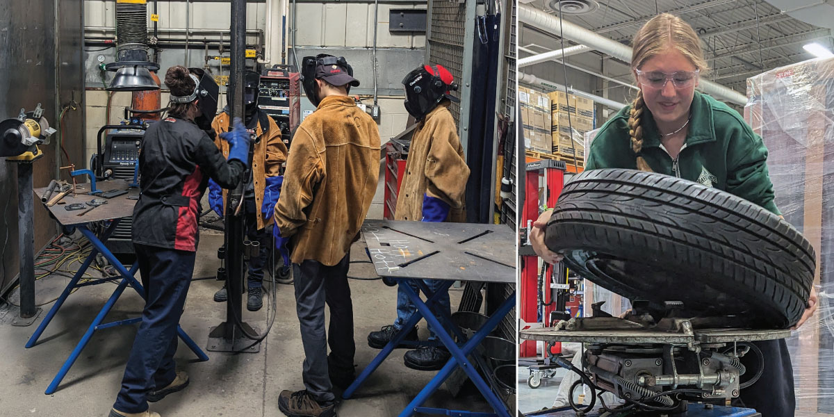 Skills Ontario students participate in welding and automotive workshops at Durham College..