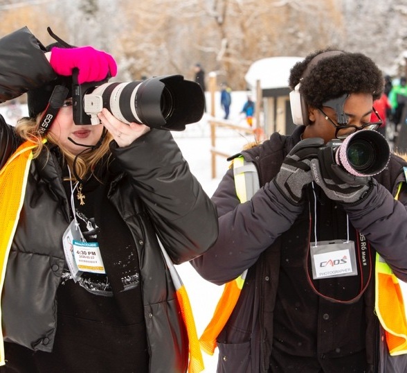 Students taking photos at the CADS program at Brimacombe.