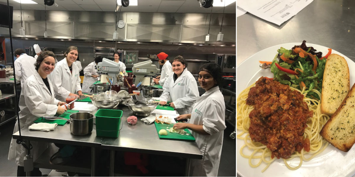 Personal Support Worker students gain practical experience in food preparation and safety at the W. Galen Weston Centre for Food.