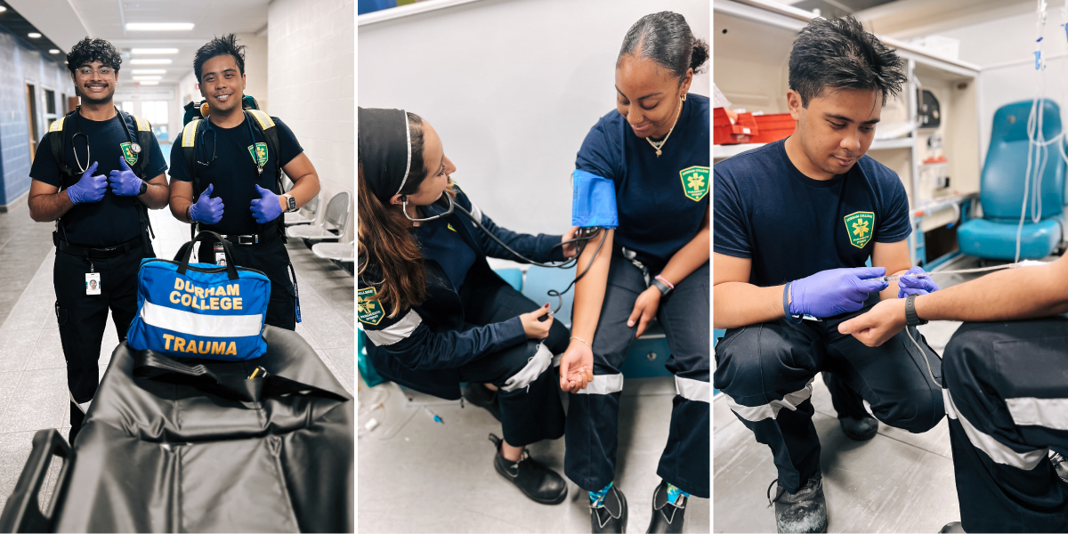 A collage of DC Paramedic students in action during their lessons.