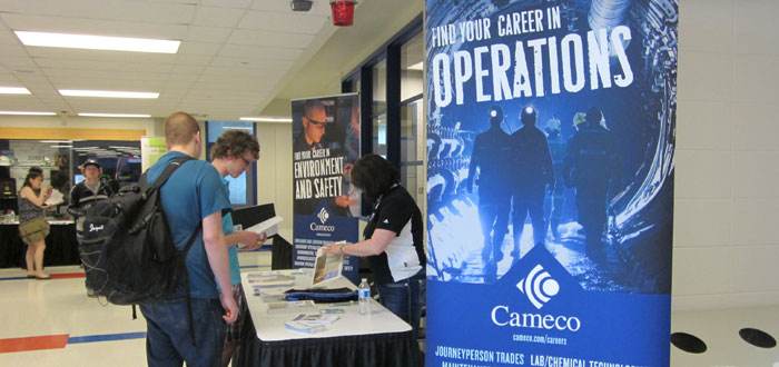 Students registering for the Tradesmart Career Fair at Whitby Campus