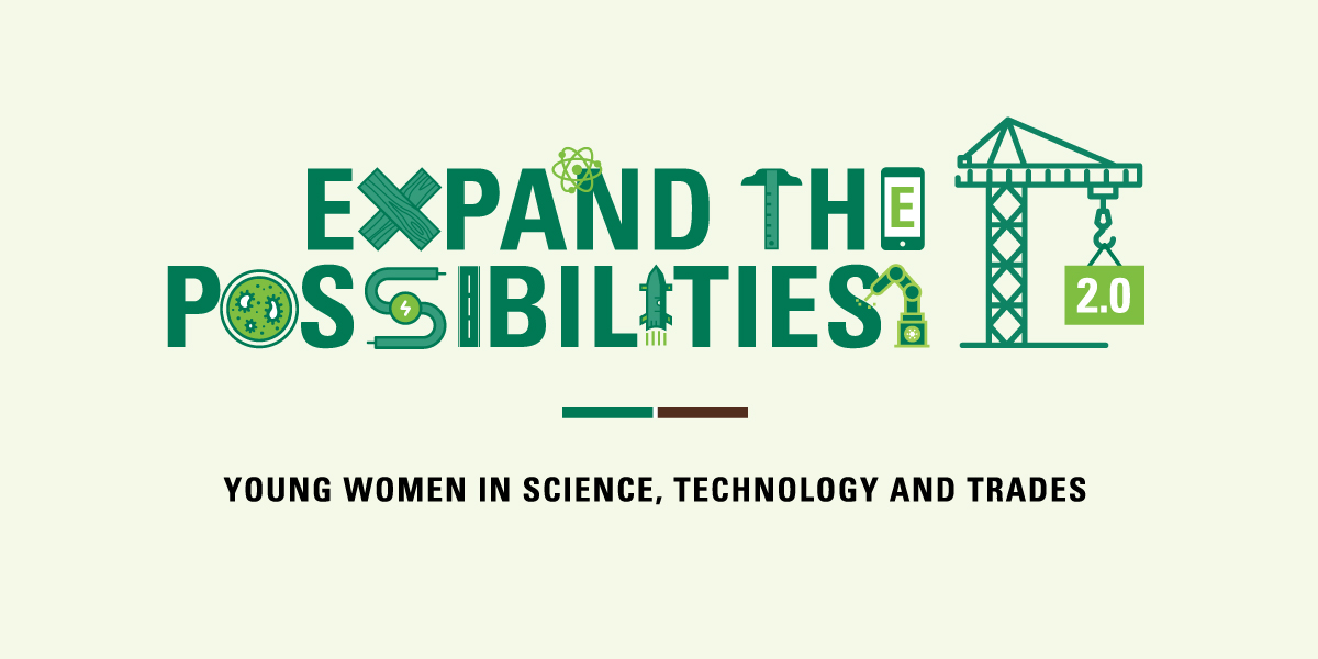 Expand the Possibilities graphic for Young Women in Science, Technology and Trade